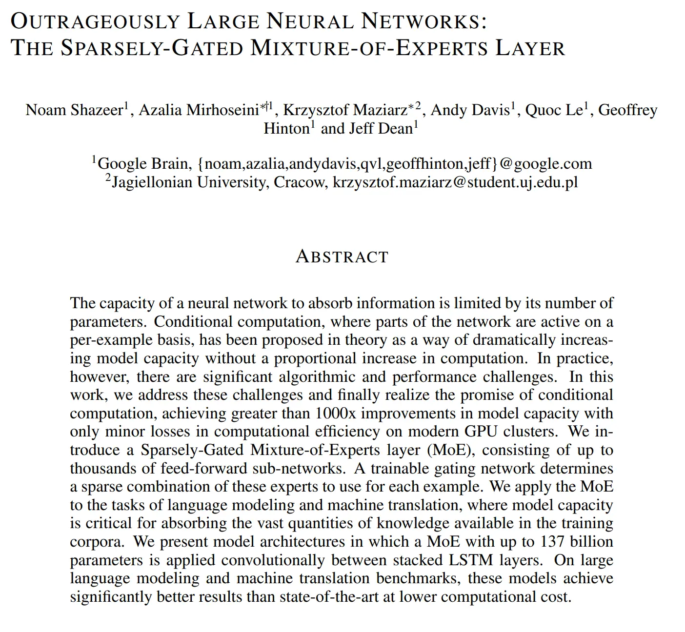Image of MoE paper abstract